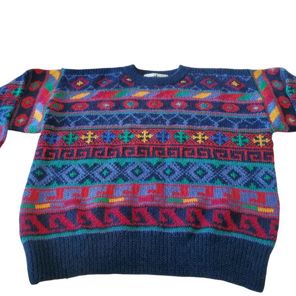 VTG Peruvian Connection Sweater M 100% Alpaca Bolivia Handmade Ethnic Geometric - Picture 4 of 12